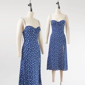 Reformation Juliette Dress in Blue and White Moray Print Size 2